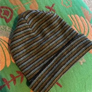 Urban Outfitters Striped Knit Beanie - Black and Blue